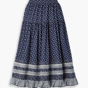 Doen Rosanna crochet Indigo Calico Midi Skirt